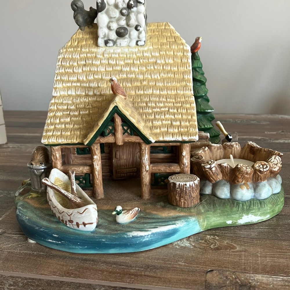 Partylite ceramic log cabin